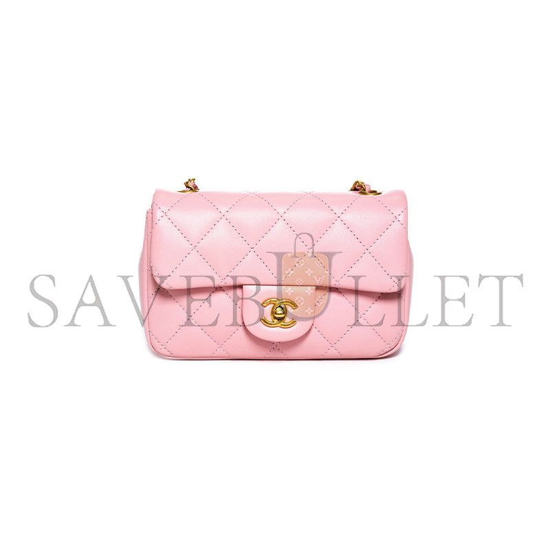 Ch**el pinksmall flap bagheartwithcharms on chain (18*13*5cm)